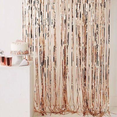 Party Backdrop Curtains Glitter Gold Tinsel Fringe Foil Curtain Birthday Wedding Decoration
