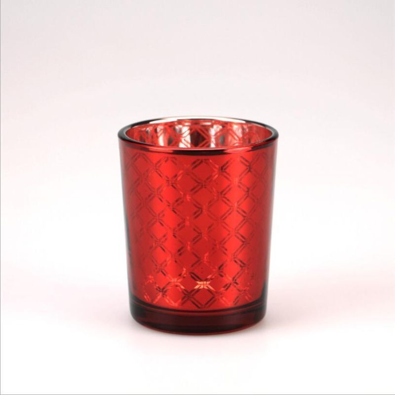 Factory Price Red Mercury Glass Candle Holders Electoplate Tealight Candle