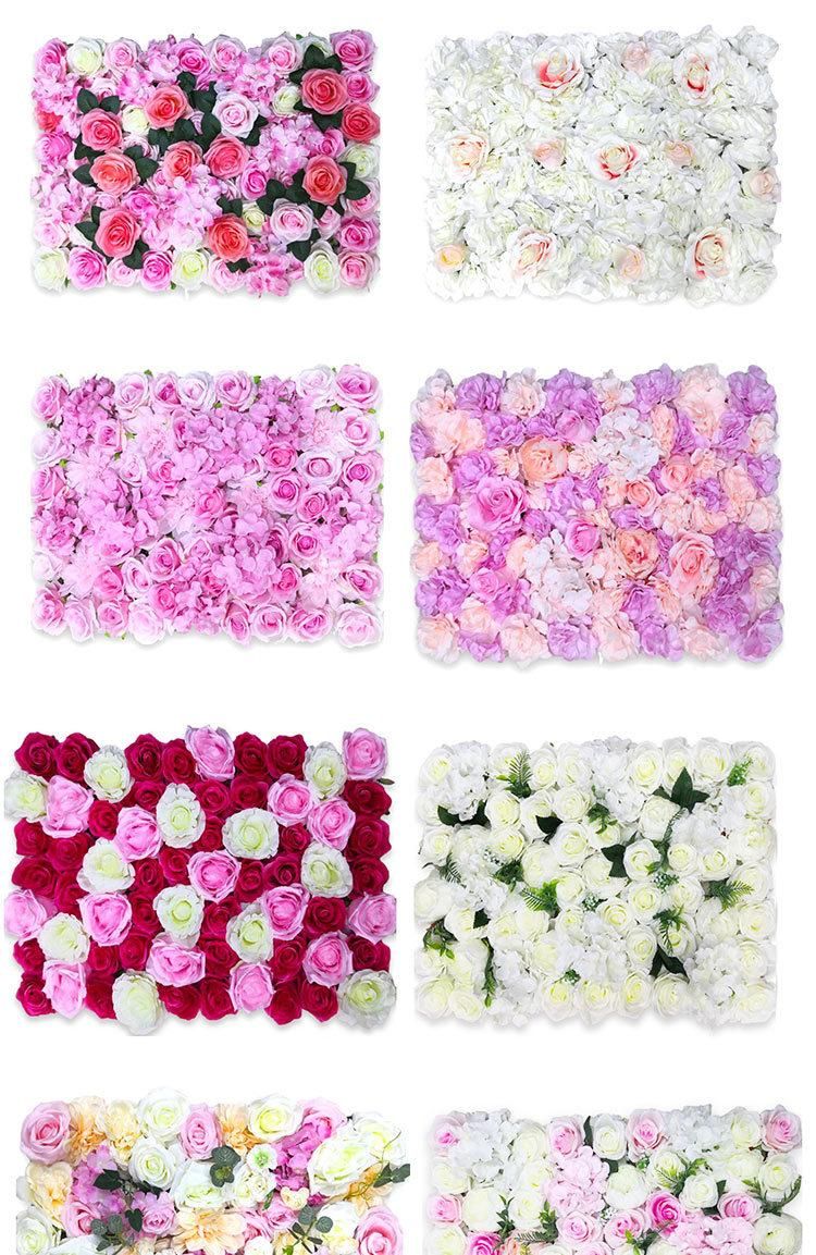Flower Panels Artificial Flowers Wall Screen 60X40cm (23.62"X15.75") Romantic Floral Backdrop Hedge Home Decor Wedding Party Photo Background Decoration