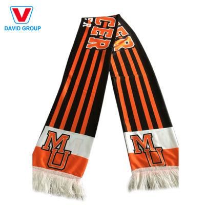 Popular Custom Jacquard Logo Acrylic Knitted Football Scarf