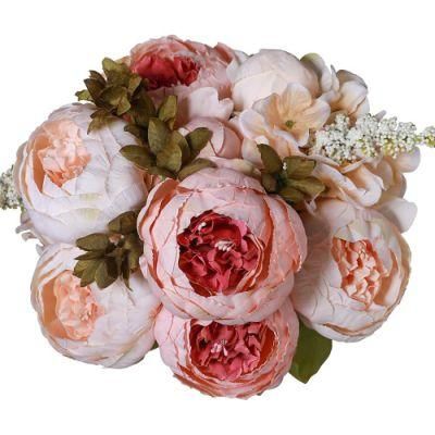 Wholesale Silk Artificial Peony 13 Heads Decorative Flowers Bouquet Wedding Decoration