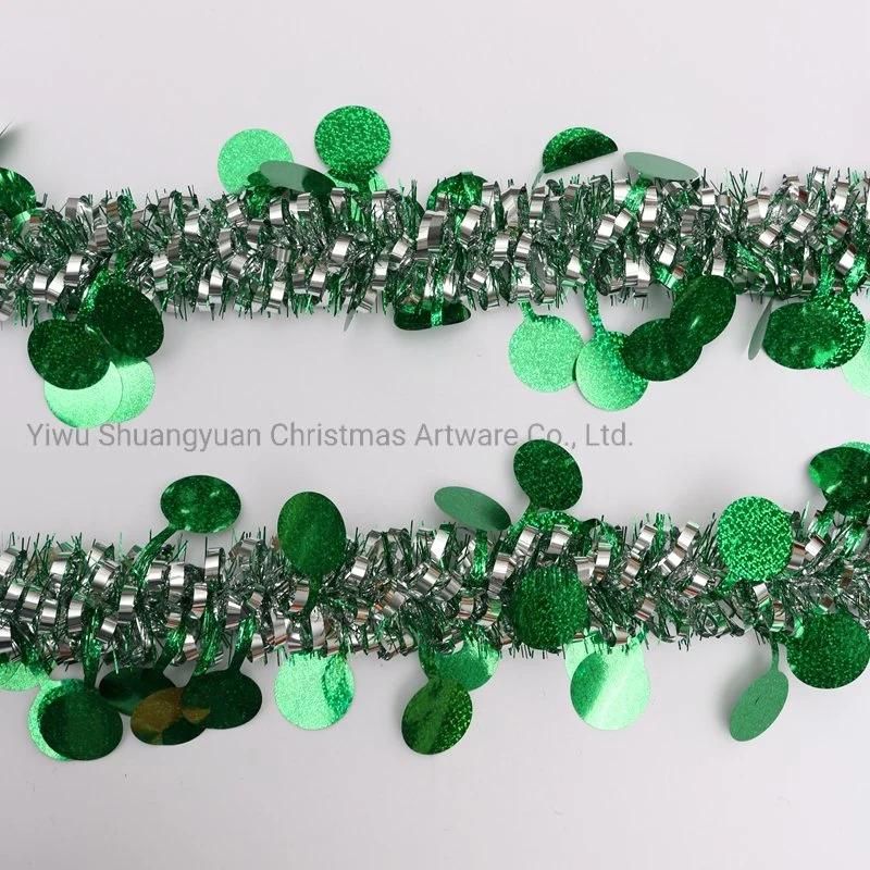 6cm+14cm *2m*6ply Shiny Christmas Pet Tinsel with Round Slices Ornaments
