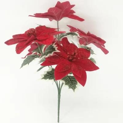 Supplier Decorative Artificial Poinsettia Bonsai Flower