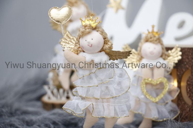 Stock New Design High Sales Christmas Plush Angel for Holiday Wedding Party Decoration Supplies Hook Ornament Craft Gifts