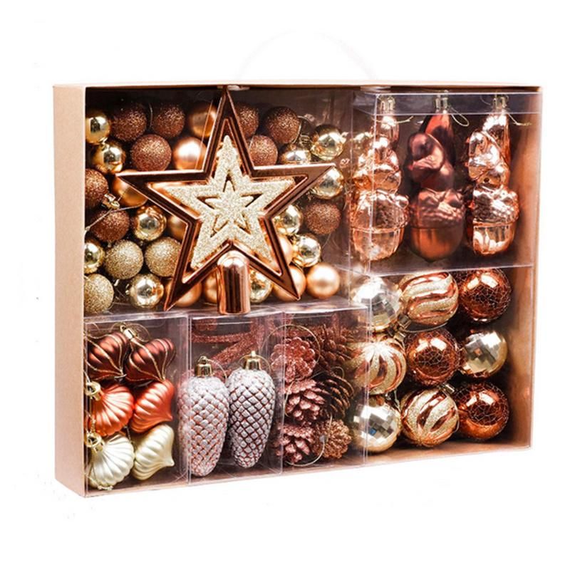 2020 Hot Sale Plastic Christmas Ball Set with Tree Top Star Christmas Gift