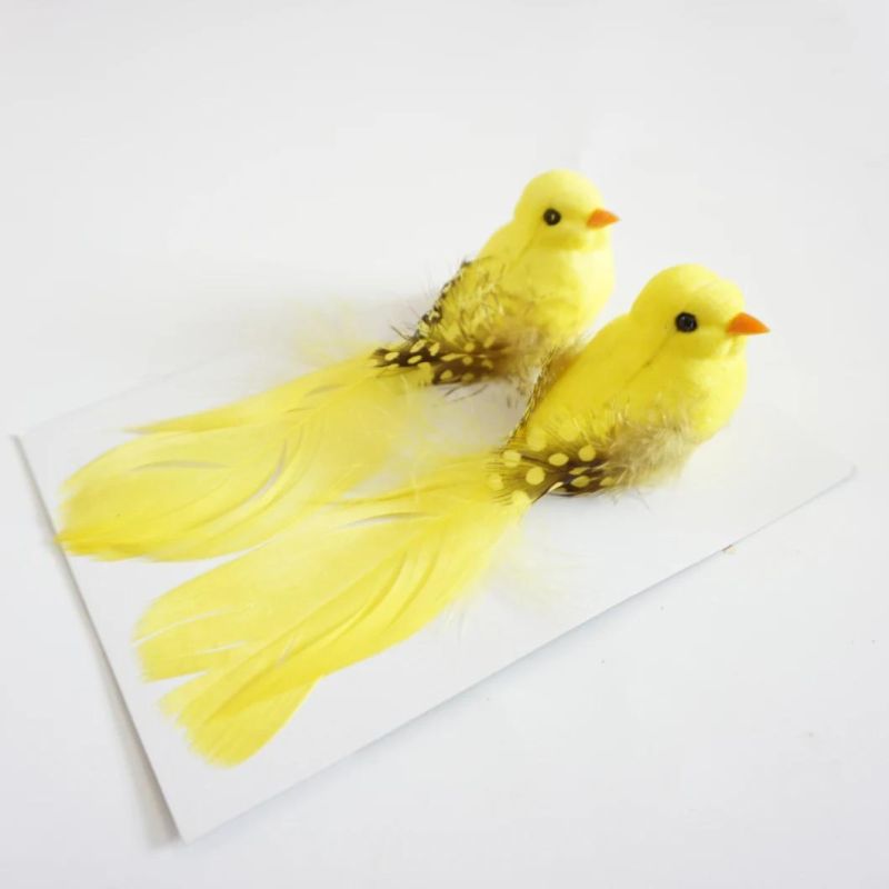 Yellow Bird with Clip Ornament Artificial Birds Christmas Decoration