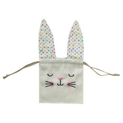 New Wholesale Burlap Linen Rabbit Ears Basket Easter Drawstring Bag