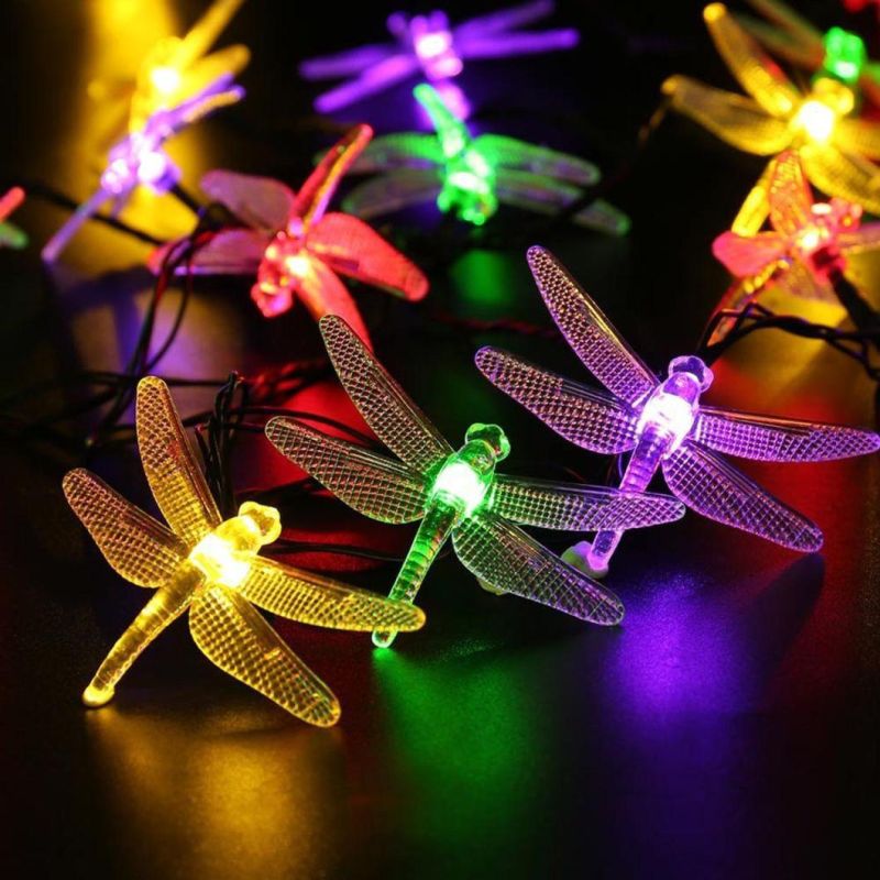 LED Dragonfly Lamp String Solar String Lights Outdoor Garden Decoration