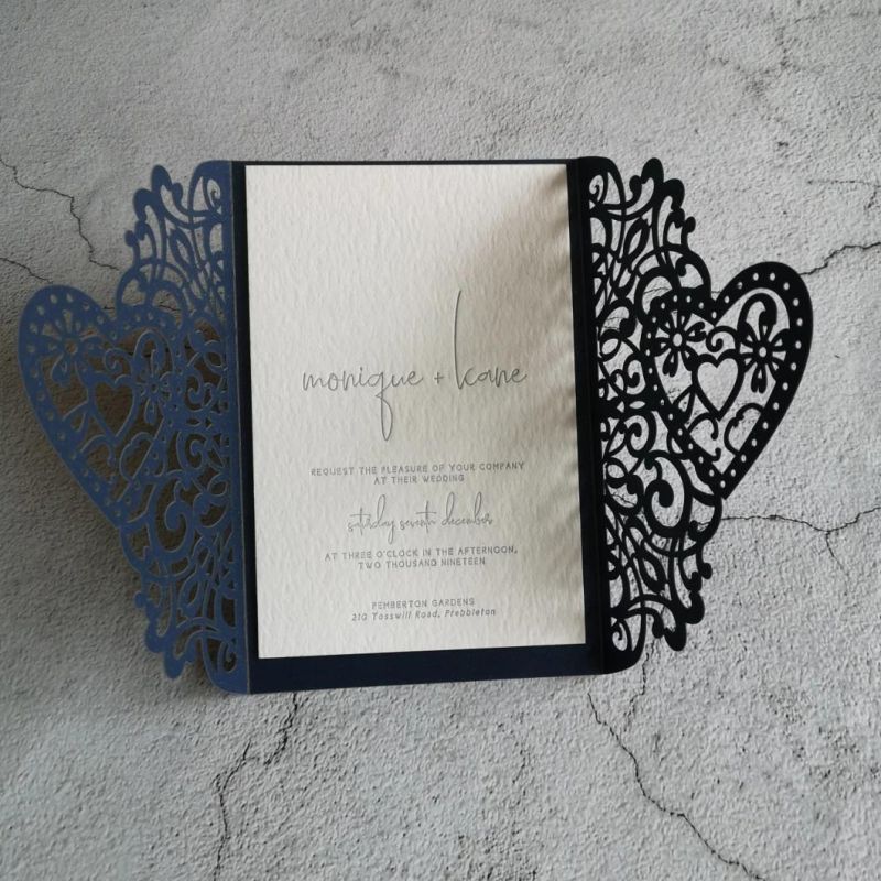 Tri-Fold Laser Cut Pocket Wedding Card Wedding Invitation