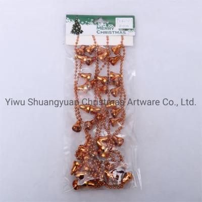 270cm Copper Christmas Beads Garland with Bells Decorative Bell Beads Chain