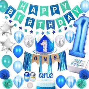 Decorative Happy Birthday Banner Balloons for 1st Birthday Boy Kids
