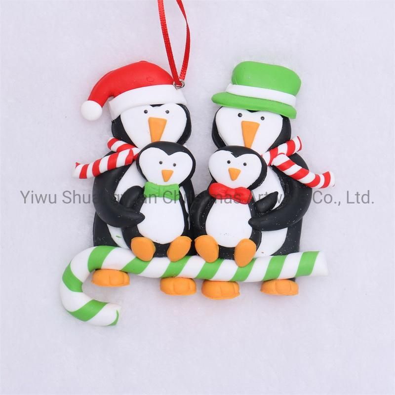 Christmas Polymer Clay with Family Claus for Holiday Wedding Party Decoration Supplies Hook Ornament Craft Gifts