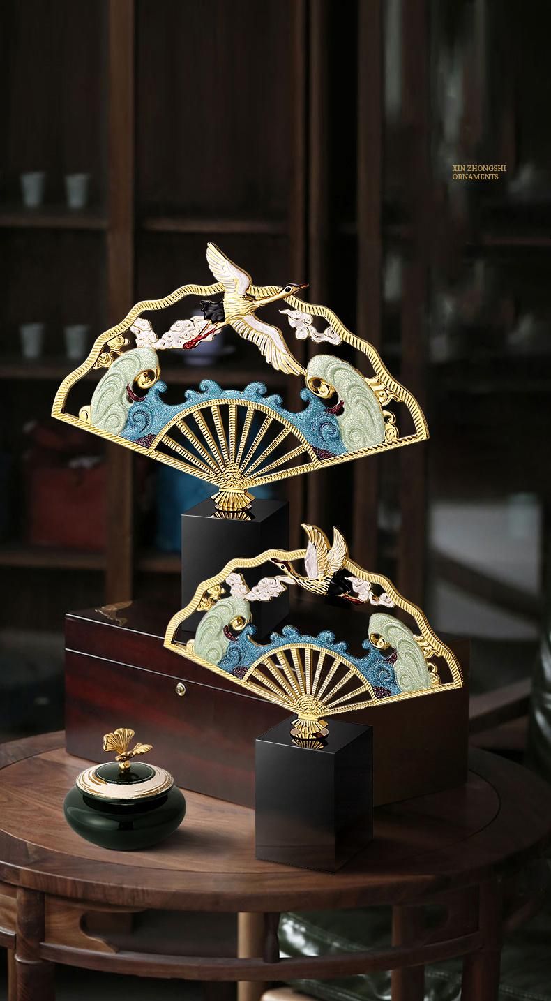 Chinese New Year Gift 2022 Decorative Fan Living Room Tables Decor Zinc Alloy Product Accessories