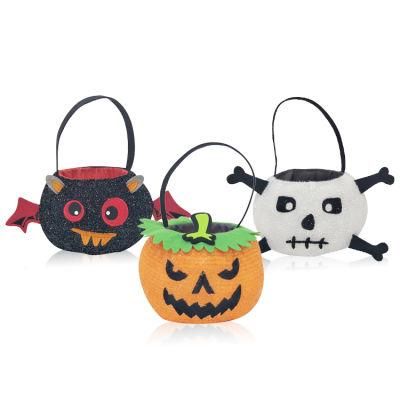 New Wholesale Fabric Bat Pumpkin Skeleton Bucket Bags Halloween Tote