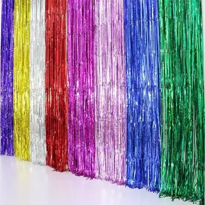 Foil Curtains Metallic Fringe Backdrop Curtain for Birthday Wedding Party Christmas Decorations