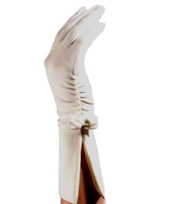 Classic Longer Satin Gloves with Ribbon Decoration (JYG-29302)