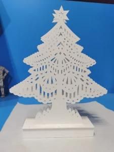 White Wood Decoration Christmas Crafts Tree with LED Lighting