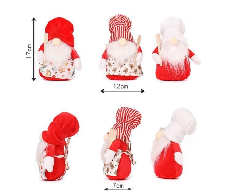 Christmas Decorations Cross Border New Little Chef Rudolph Faceless Doll Cute Plush Dwarf Doll Ornaments