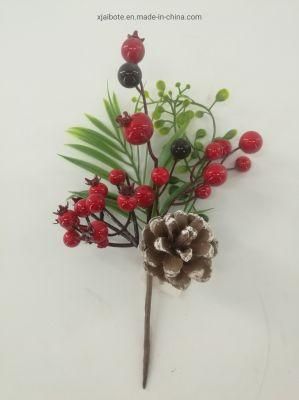 Beautiful Red Bauble PVC Christmas Picks with Foam Christmas Balls and Pine Cones