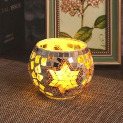 High Quality Handmade Cracked Glass Candle Jar Multi-Color Tealight Holders