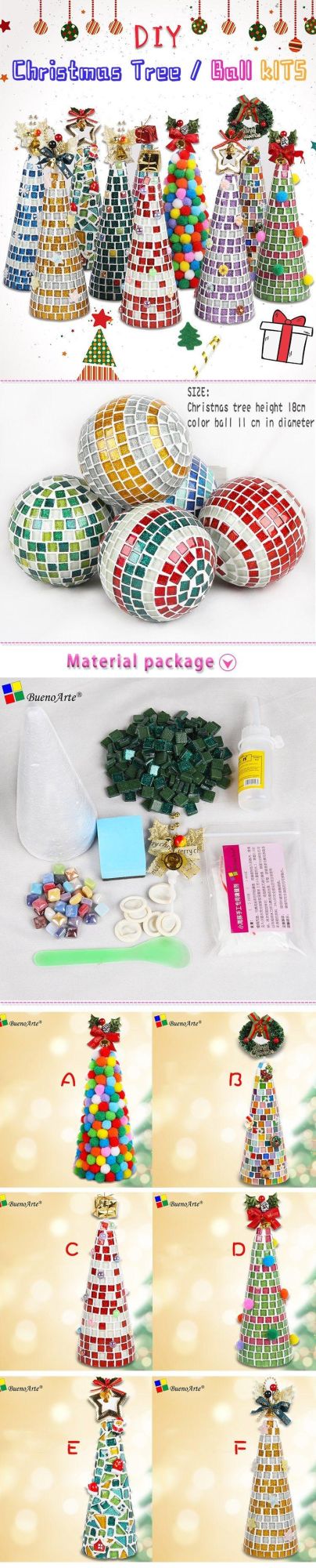 Christmas Tree Ball Kits DIY Handmade Mosaic Material Pack Christmas Gift Creative Decoration Items for Children