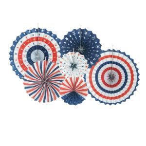 Umiss Paper Craft Patriotic Party Decorations Paper Fans Set