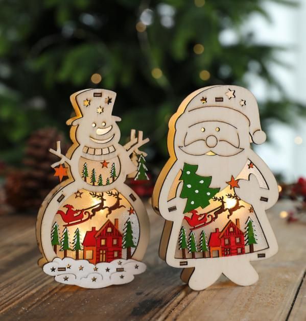 Cross-Border New Santa, Snowman, Wooden Lighting, Shopping Window Decoration, Props, Supplies, Children′ S Gifts Ornaments