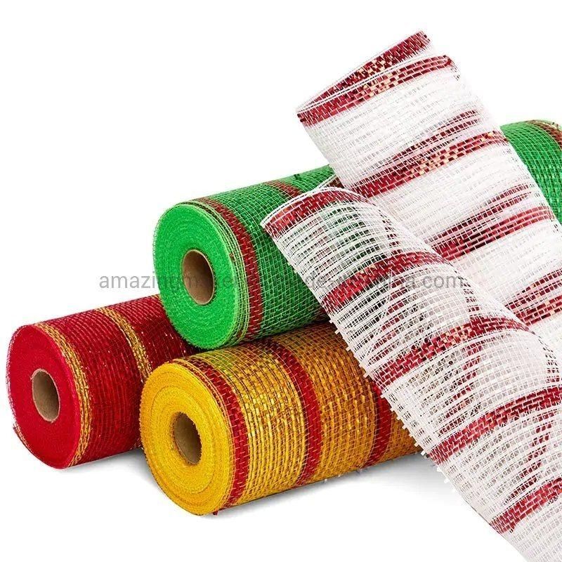 1.75′′ Stripe Half Solid Metallic 10′′ Wide Deco Mesh