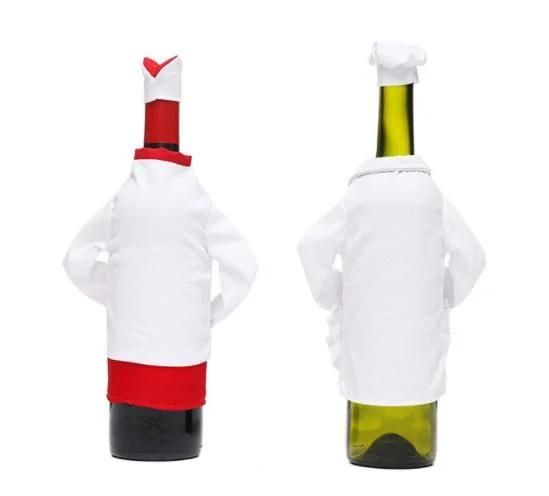 Christmas Wine Bottle Sets Chef′ S Clothes Hats Restaurant Bar Holiday Decorations Props Household Items