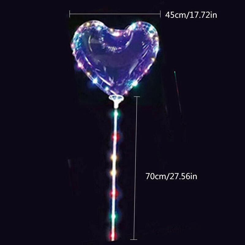 Luminous Colorful Light Party Decorations LED String Heart Shape Bobo Balloon