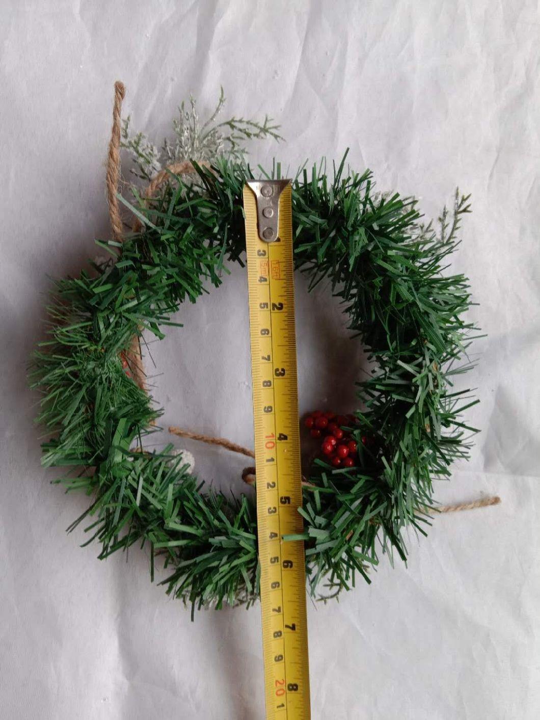 Artificial Plastic Christmas Wreath with Decorated