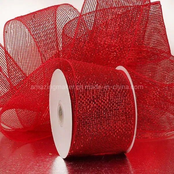 Half Solid Metallic 4′′ Wedding Deco Mesh Ribbons