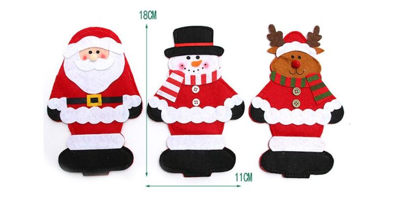 3 PCS Christmas Knife Spoon Holder Xmas Fork Bag Christmas Elements Patterned Silverware Holder Pouch Cutlery Storage Bag for Xmas Party Festival