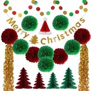 Umiss Paper Christmas Party Decoration Set with Paper Bunting