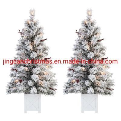 Dec. Metu PVC Flocked Xmas Tree with White Base for Door Decoration