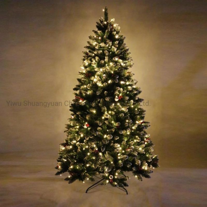 Yiwu BSCI Factory Whole Sale High Class Snow Flocked Green PVC / PE Mixed Artificial Christmas Tree