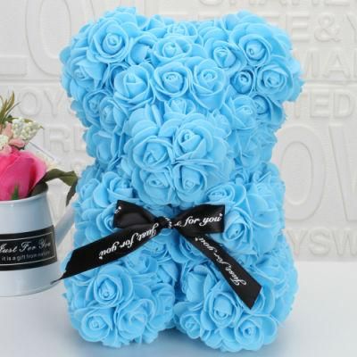 Wholesale Valentine Gift High Quality PE Flower Hot Sale 25cm Rose Bear