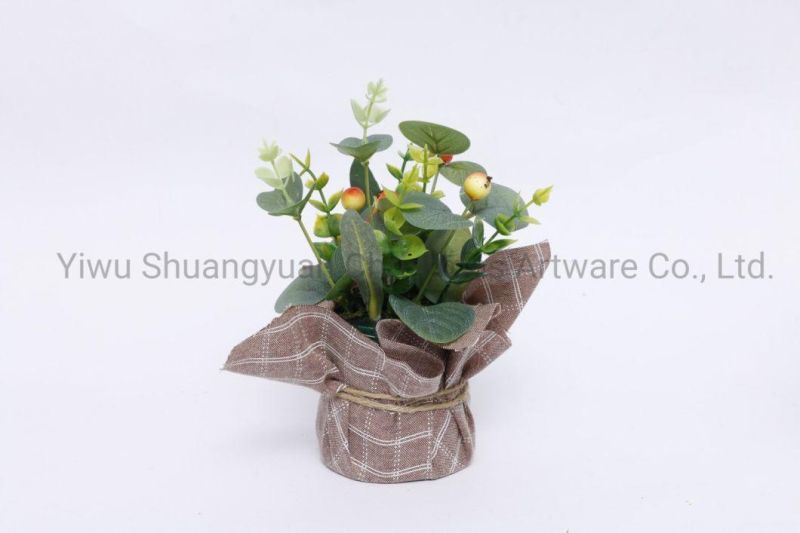 Potted Artifical Plan in Linen Pot Floral Simulation