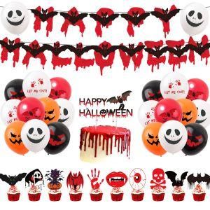 Halloween Holiday Party Decoration Supplies Blood Cake Topper Balloons Banners
