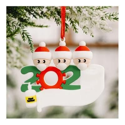 2020 Wholesale Personalised Xmas Pendant Family Quarantine Facemask Christmas Tree Hanging Decor Ornaments Decoration Supplies