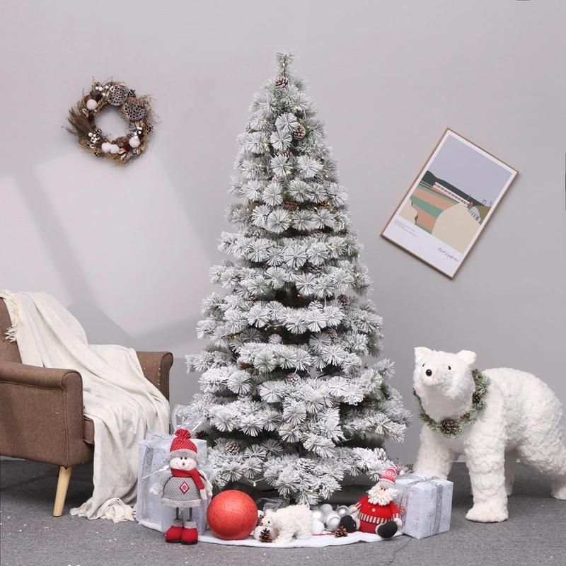 2021 New Design Factory Wholesale Christmas Snow Pine Needle Tree Decorated with Lights for Home Decoration