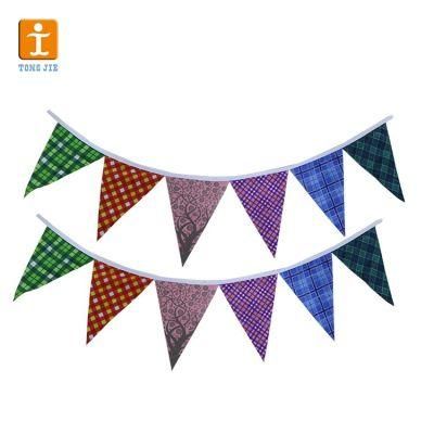 Customized Polyester Fabric PVC Paper Bunting Flags/Polyester Fabric Outdoor Triangle Decoration Garden Flag