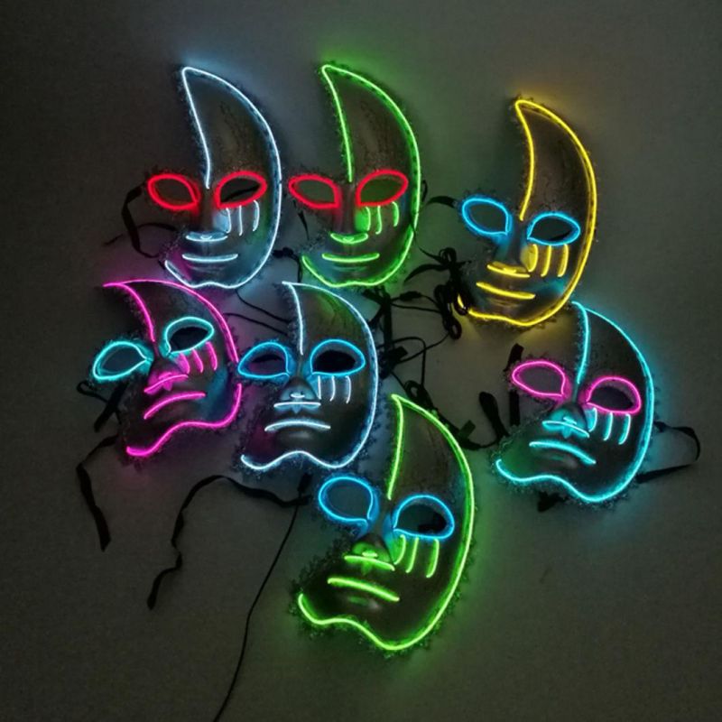 LED Mask Halloween Costume Two-Color Mask Half-Moon Female Mask