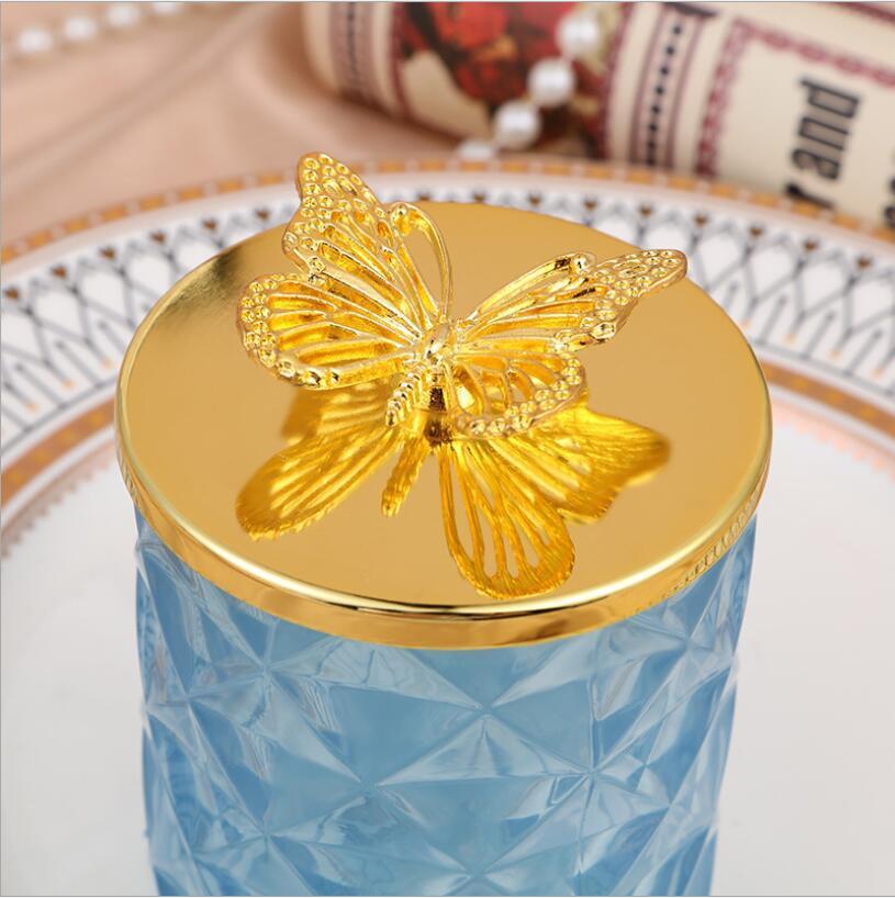 Wholesale Colorful Glass Candle Jar Crystal Glass Cookie Jar with Glass Lid