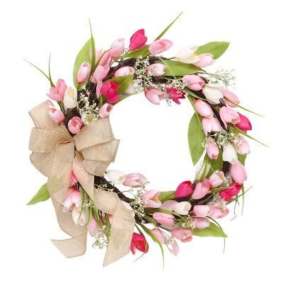 Cross-Border Amazon New Product Two-Color Tulip Garland Valentine&prime;s Day Easter Decoration Pendant Door Hanging