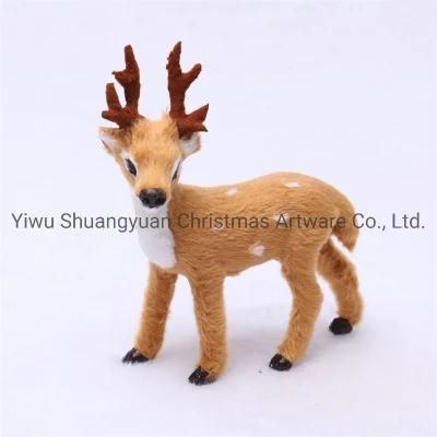 Plush Simulation Christmas Brown Reindeer Standing Xmas Brown Elk Deer Dolls New Year Party Decor Ornament Gift 8d
