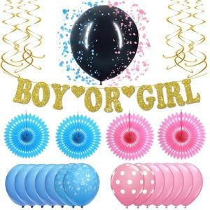 Gender Reveal Party Supplies Paper Flower Confetti Blue Pink Balloon Banners