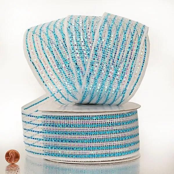 Metallic Stripes 2.5′′ Deco Mesh Ribbons for Wedding Wrapping