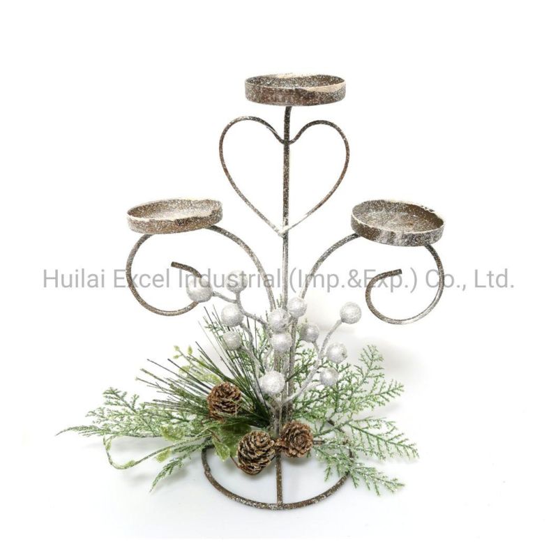 Christmas Decorations Wire Candlestick Christmas Candle Holder Artificial Ornament Candleholder