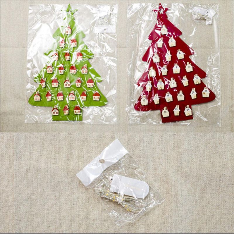 Christmas Tree Hanging Ornament Countdown Calendar with LED String Light